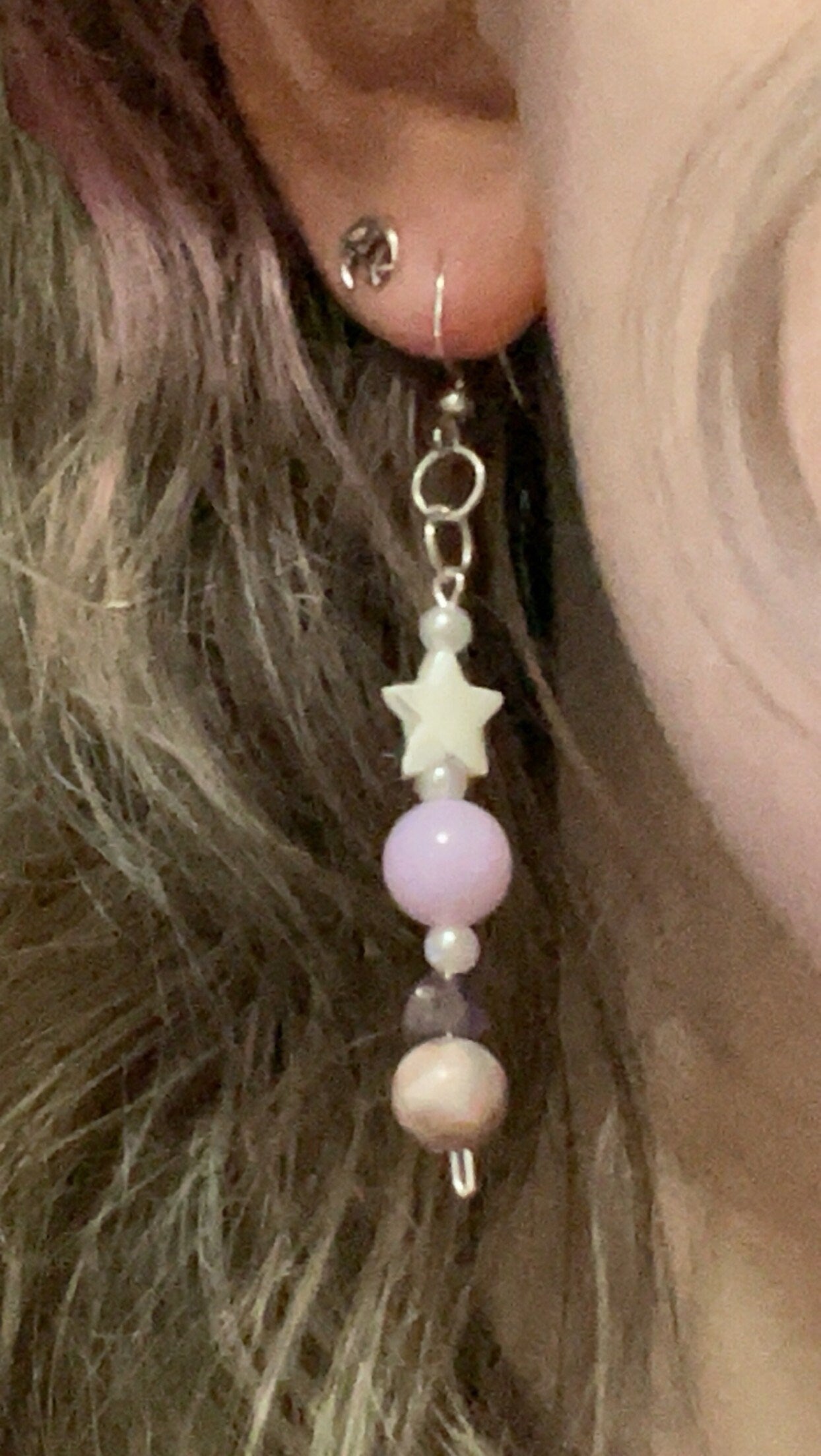 purple and white star earrings