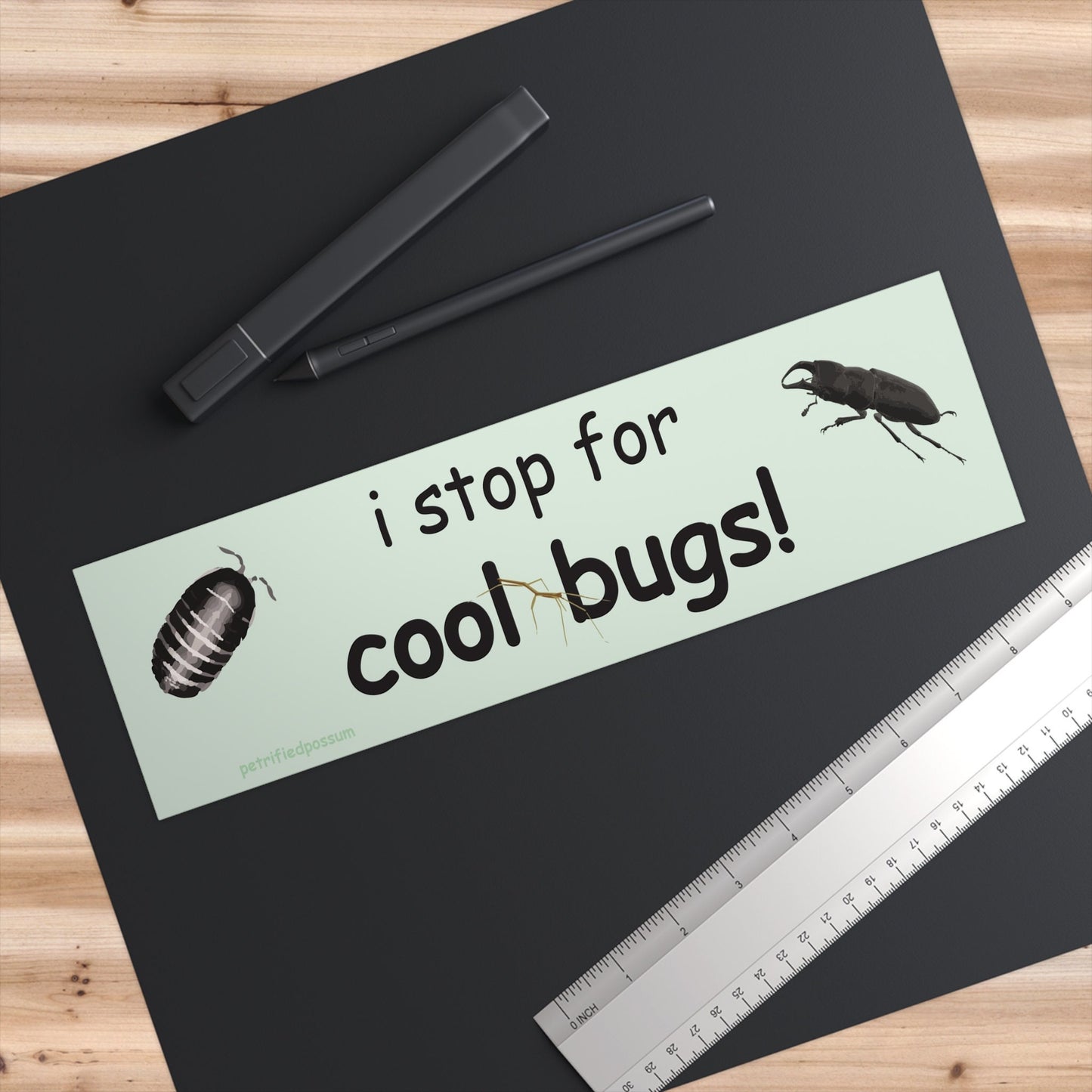 i stop for cool bugs bumper sticker
